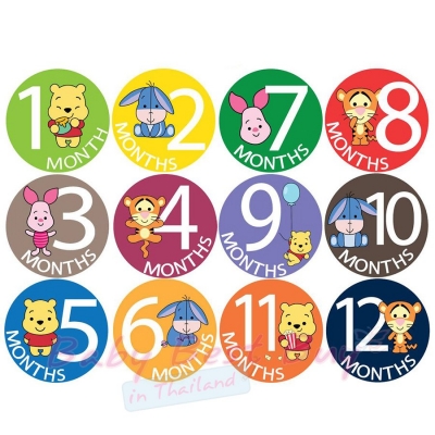 絺ʹٷ 12 ͹ ¾ Pooh Monthly Onesies by Paperoom