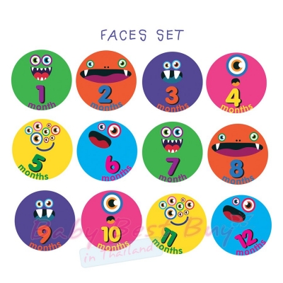 絺ʹٷ 12 ͹  Funny Face Cupcake Monthly Onesies by Tiny Seed Baby