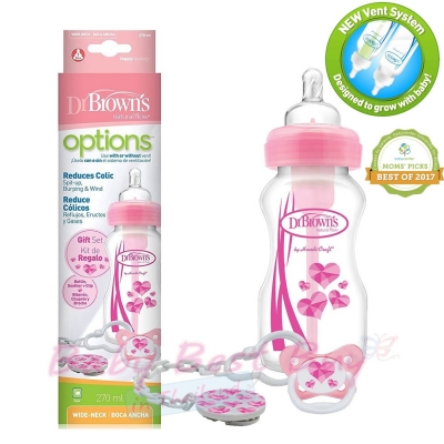  Dr.Brown's Options Wide-Neck Bottle Gift Set 9oz Pink
