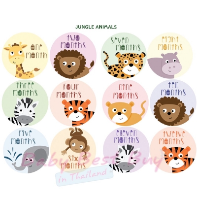 絺ʹٷ 12 ͹ ѵ Paperoom Monthly Onesies Jungle Animals