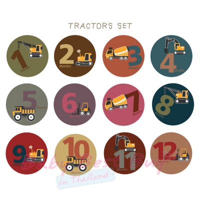 絺ʹٷ 12 ͹  Tractors Monthly Onesies by Tiny Seed Baby