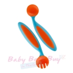 ชุดช้อนส้อมเด็กโค้งงอได้ Boon Benders Adaptable Utensils สีฟ้า Blue Raspberry/Tangerine