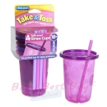 แก้วน้ำเด็กมีหลอดดูด The First Years Take & Toss Spill Proof Straw Cup 10oz Pink