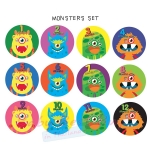 เซ็ตบอดี้สูท 12 เดือน ลาย Cutie Monsters Monthly Onesies by Tiny Seed Baby